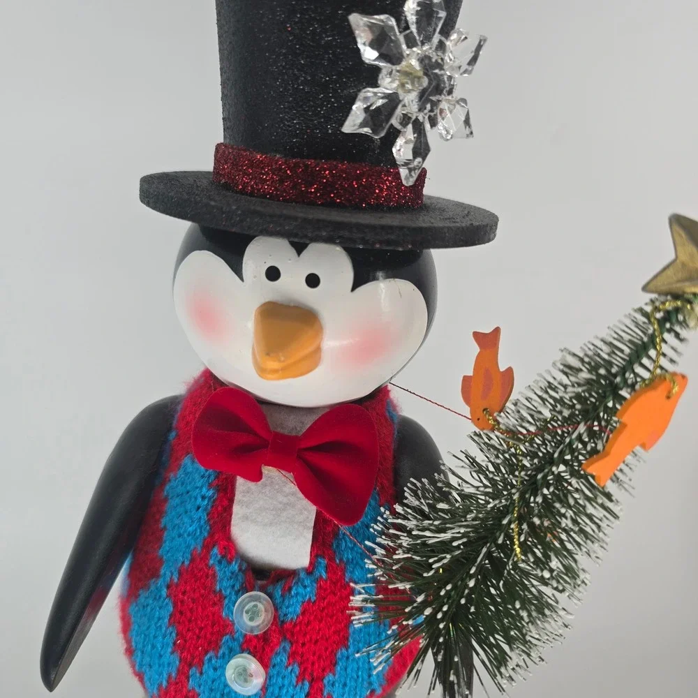 Pier 1 Penguin Nutcracker Christmas Igloo Top Hat Tree Figurine 13.5